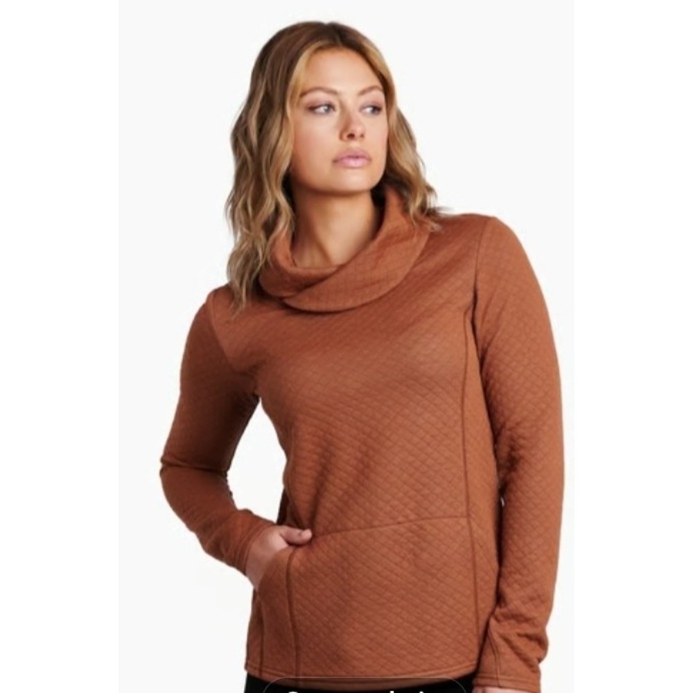 Kuhl Cowl Quilted Pullover Top Sweater XL Women Gorpcore Kangaroo Pocket Outdoor